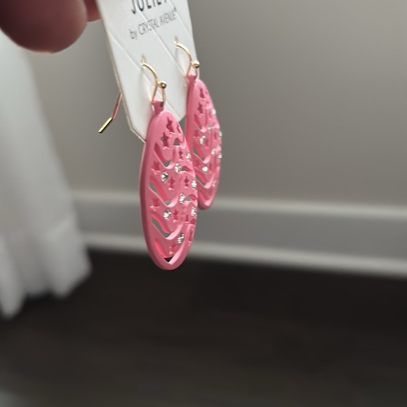 Juliet By Crystal Avenue cutout Easter Egg,clear rhinestone post drop earrings - Picture 3 of 4